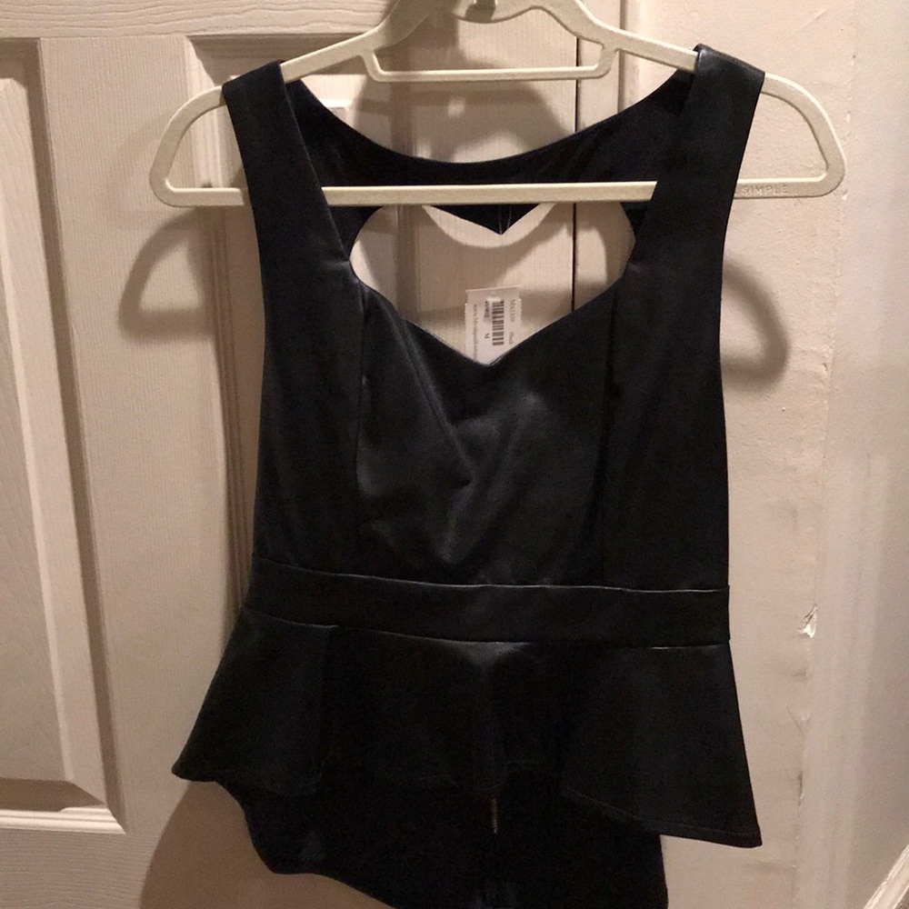 peplum pleather shirt